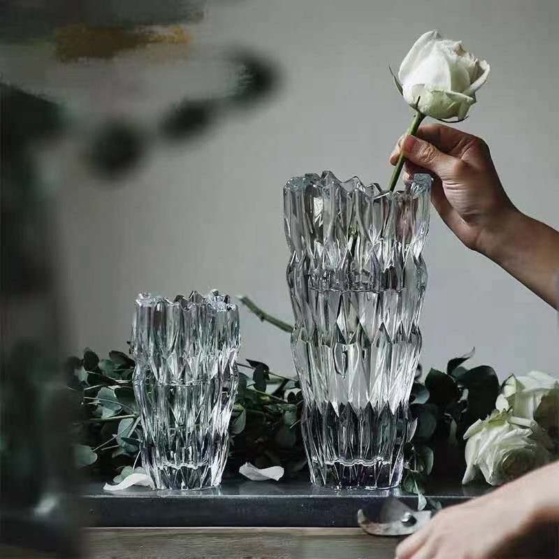 水晶玻璃花瓶玻璃花瓶客厅摆件富贵竹鲜花干花水培花瓶桌面装饰品详情图2