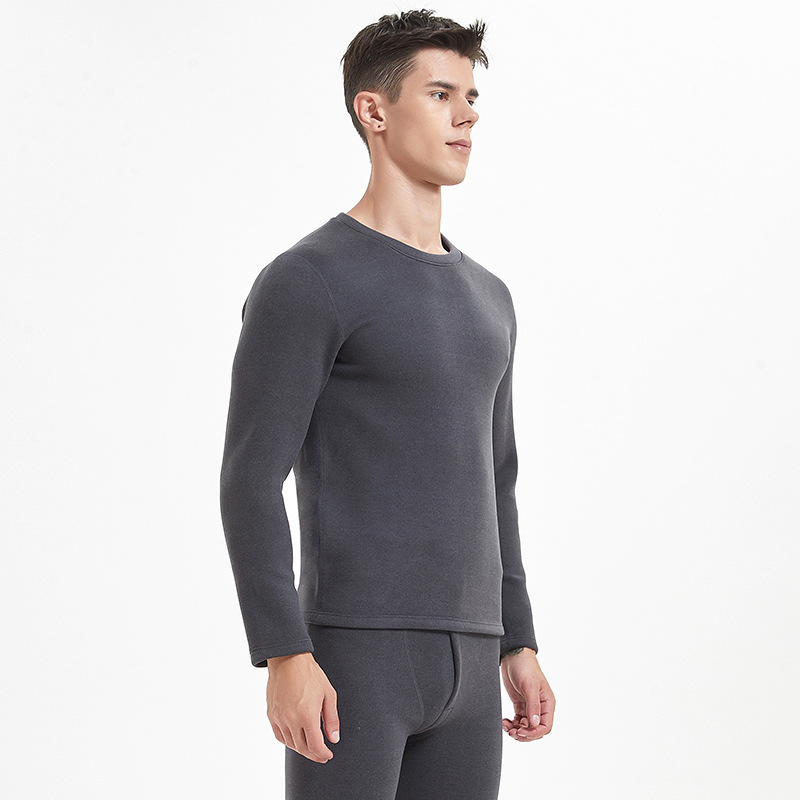 保暖内衣/秋衣秋裤/内衣套装保暖/圆领秋衣秋裤男女通用/羊绒保暖裤白底实物图