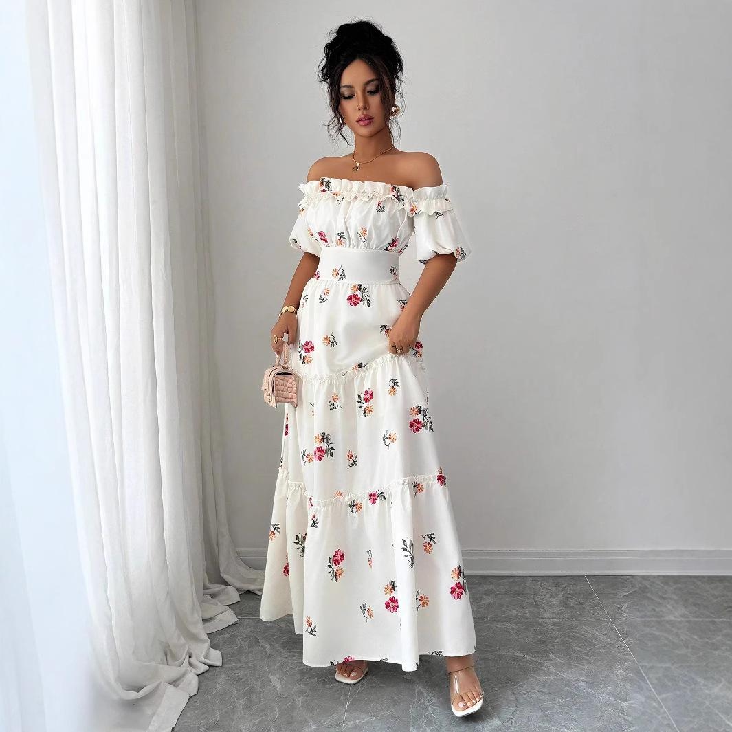 French romantic and gentle style, off-the-shoulder slimming, concealing flaws, elegant and fashionable, commuting, casual, comfortable, charming and retro full figure
