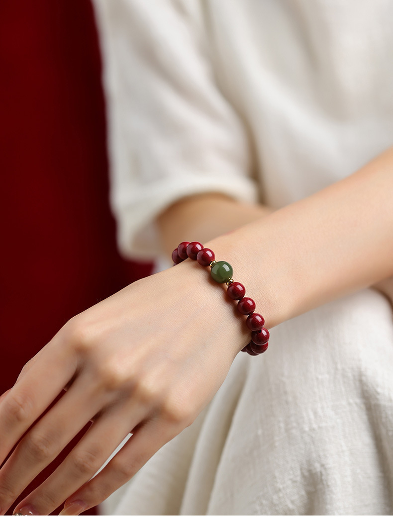 朱砂手链国风紫金砂手串和田色朋友家人礼物手环饰品批发详情5