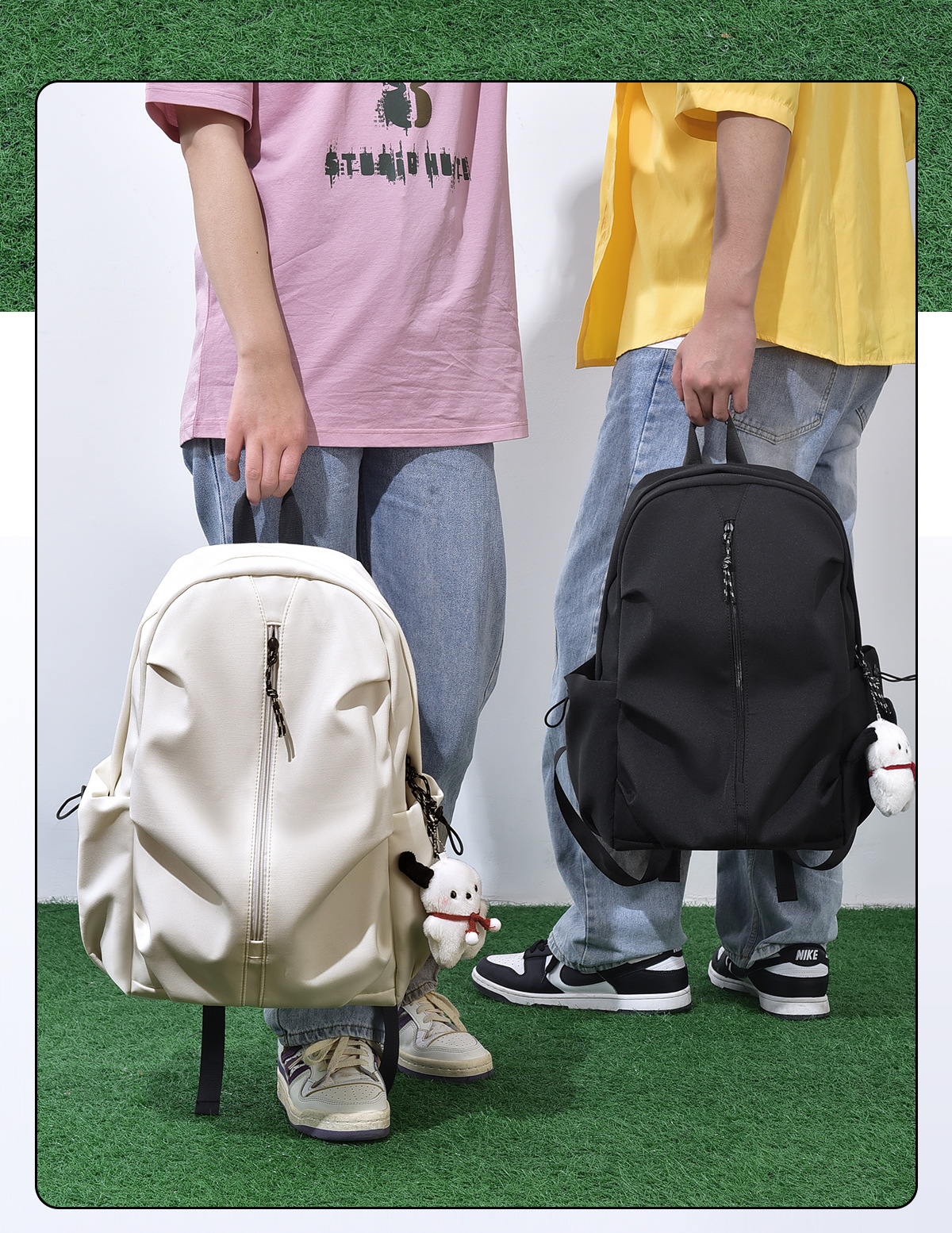 严选韩版情侣书包时尚轻便双肩包男女初高中生大学生旅行背包批发详情4