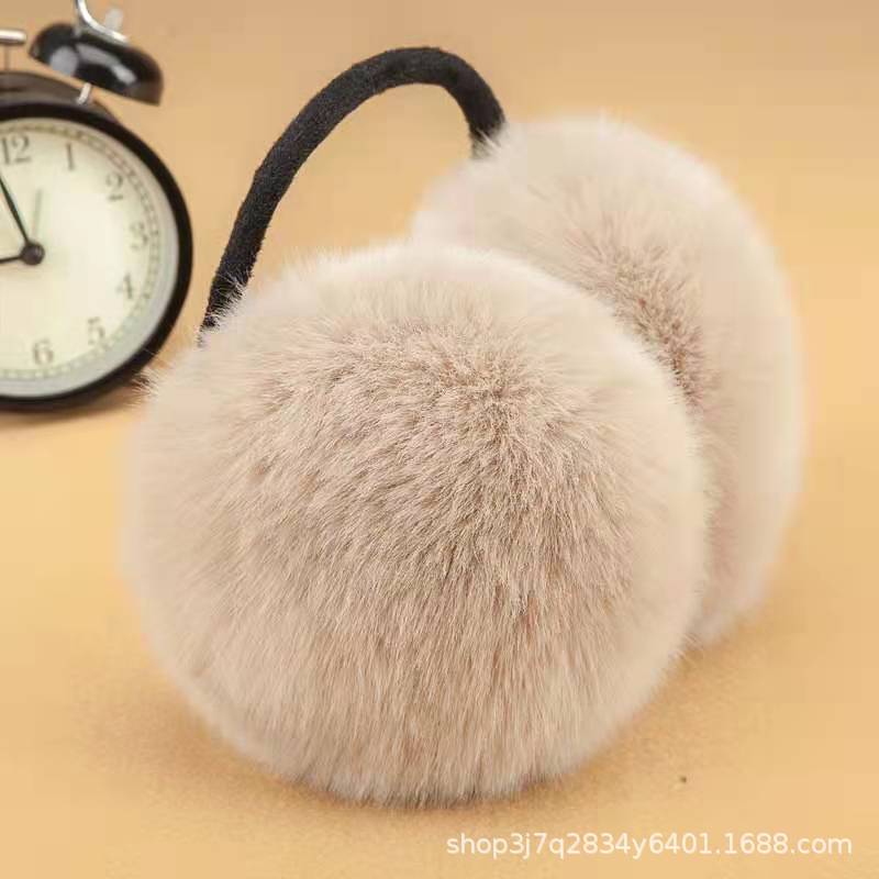 Women's Plush Warm Earmuffs After Winter Cute Warm Imitation Rabbit Hair Back Earmuffs With Ear Bags Specification drawing