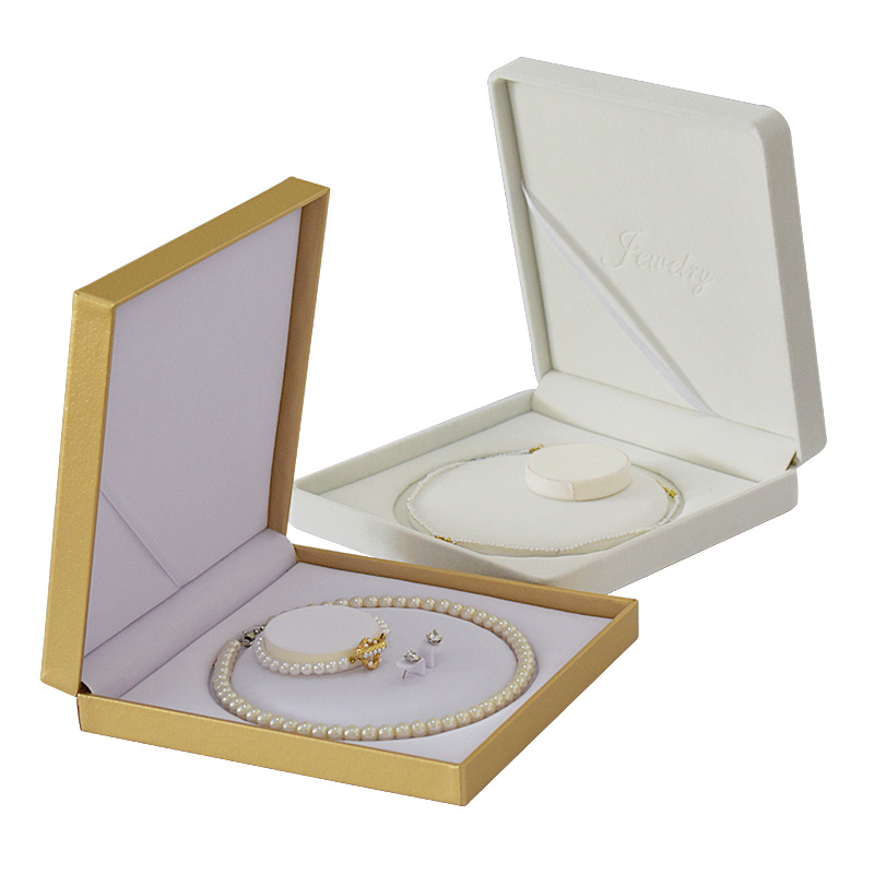 Round Heart-Shaped Flannel Pearl Necklace Jewelry Box Large Jewelry Gift Box Mother's Day Jewelry Packaging Box details Picture