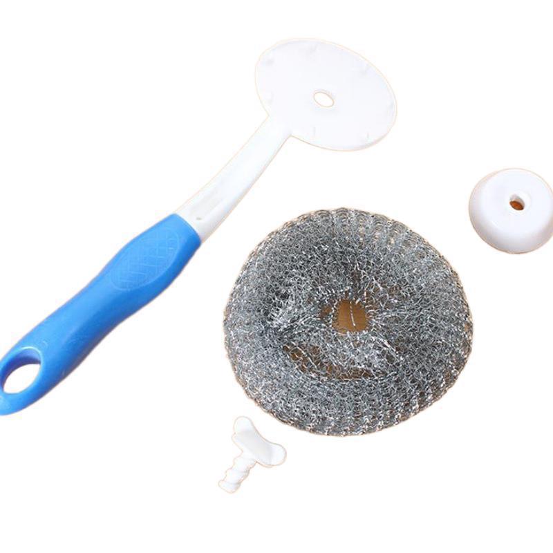 Kitchen wall-mounted cleaning brush, creative long-handled steel wool ball brush to remove grease, pot wash brush, dish wash brush Application Scenario