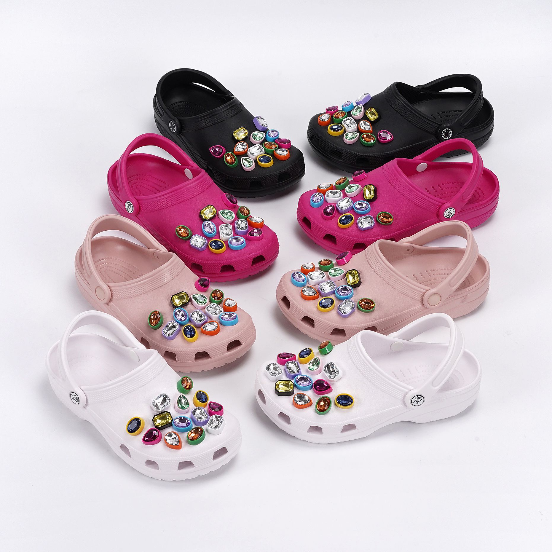 Cross-Border New Crocs Buckle Diy Accessories Removable Fashion Color Diamond Decorative Garden Shoes Flower Shoe Buckle Set details Picture