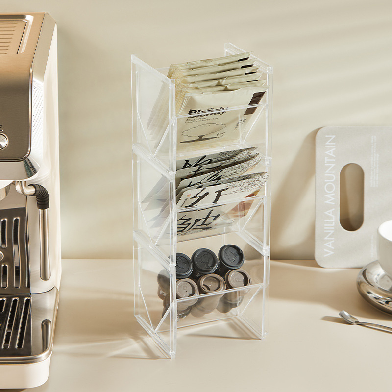 Tea bag storage box, capsule coffee storage rack, tea room shelf, office tea storage box Application Scenario