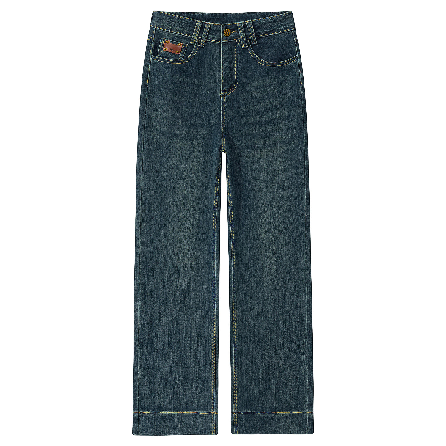 High-waisted wide-leg deep blue jeans for women, 2024 new autumn thick style, slimming and drooping retro straight floor-length pants Item Picture