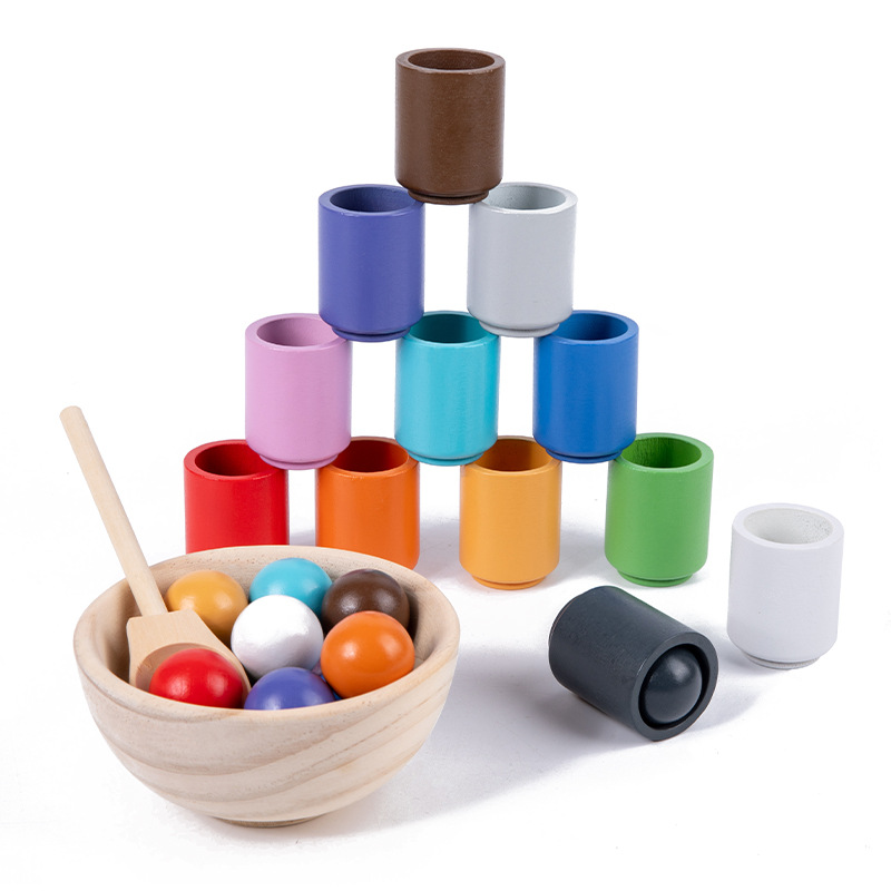 Montessori educational AIDS: Baby ball and bead picking, color matching toys, children's early education and intelligence color classification cups details Picture