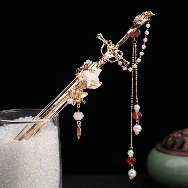 New ancient-style sword hairpin, Hanfu headwear, tassel hairpin, simple design, ancient-style updo, wholesale support one-piece consignment details Picture