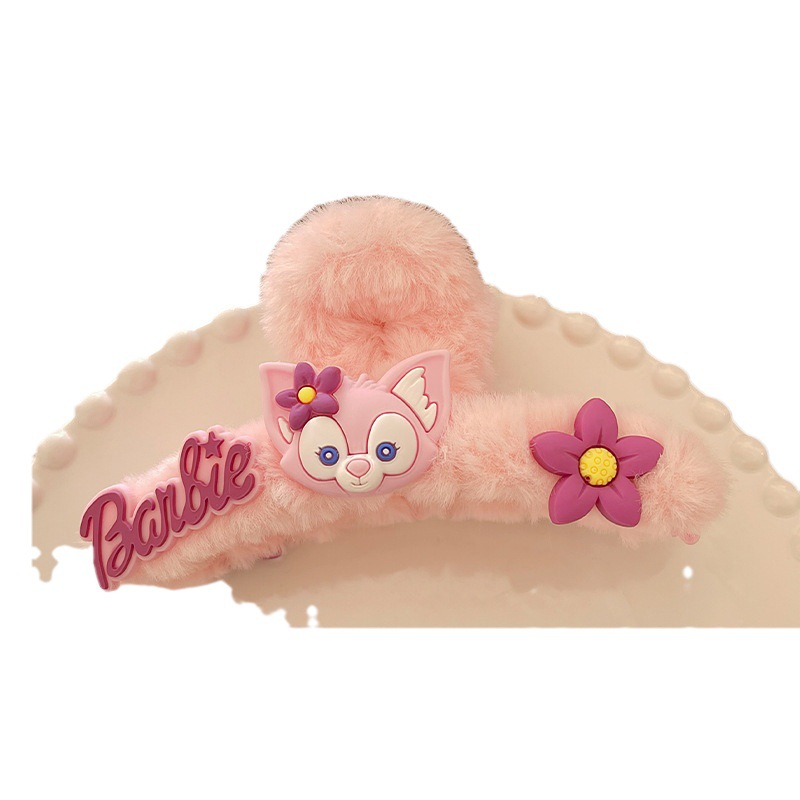 Cute Strawberry Bear Plush Claw Clip Female Fall Winter Back Head Curling Large Hair Clip Shark Clip Sweet Girl Hair Accessories Item Picture