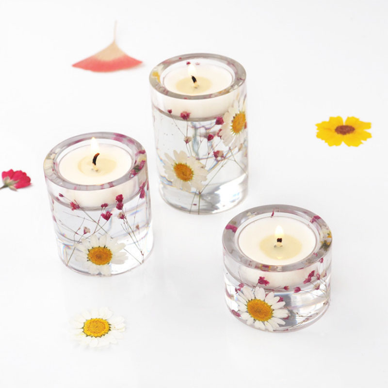 diy crystal epoxy resin epoxy candle holder, large, medium and small scented candle tray, mirror silicone mold