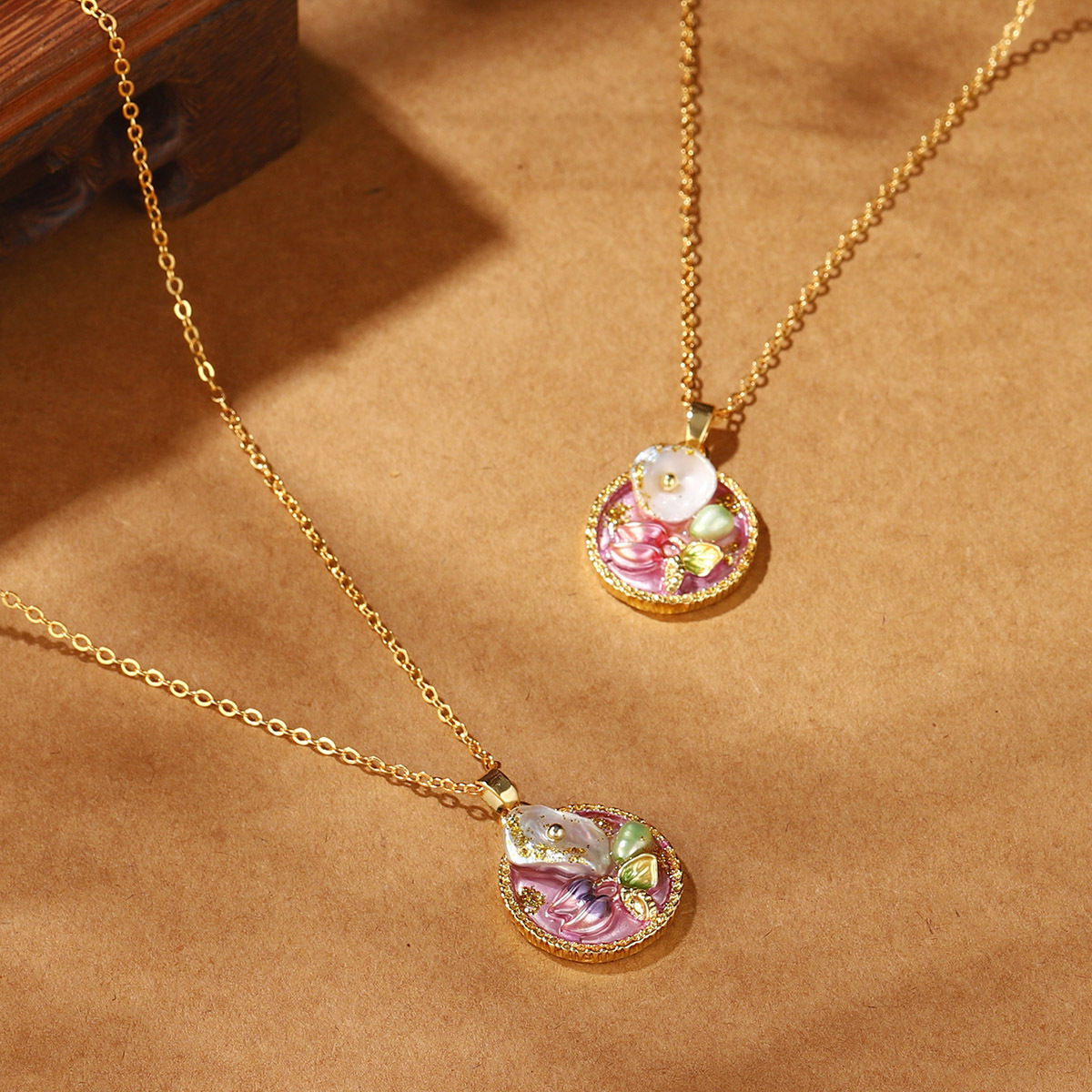 巴洛克天然珍珠项链女百搭高级感复古滴油珐琅莫奈花园夏季锁骨链