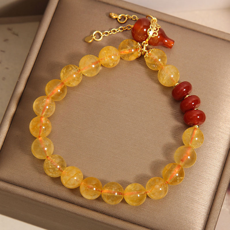 Pulsera natural de topacio para mujeres ins nichos luz de lujo calabaza de ágata roja colgante cadena de mano regalo de estudiante mejor amiga Item Picture