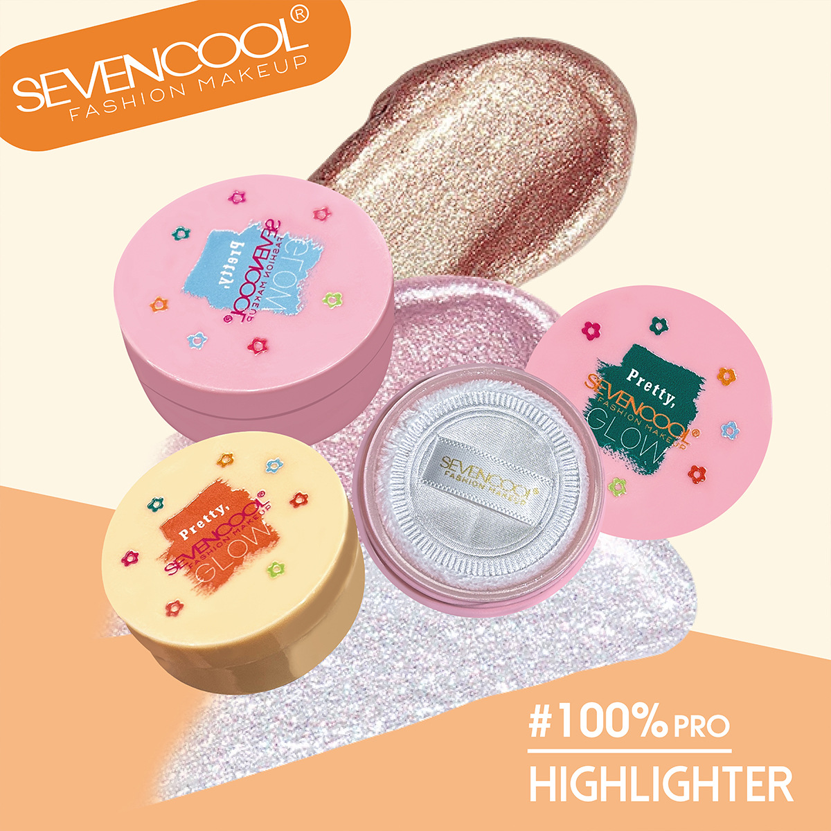 SEVENCOOL high-gloss loose powder, setting powder, long-lasting and natural color, shiny loose powder and loose powder, customized cross-border trade Specification image