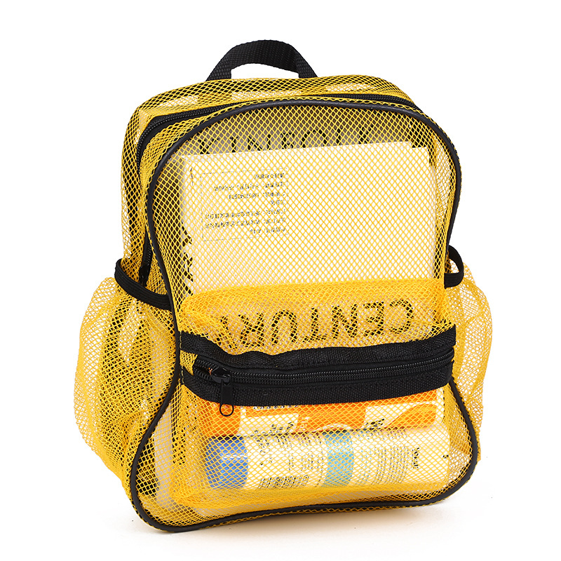 Tela de malla de alto peso mochila de hombro transparente fácil bolsa de playa bolsa de escuela para niños temu generación de cabello certificación CPC Item Picture