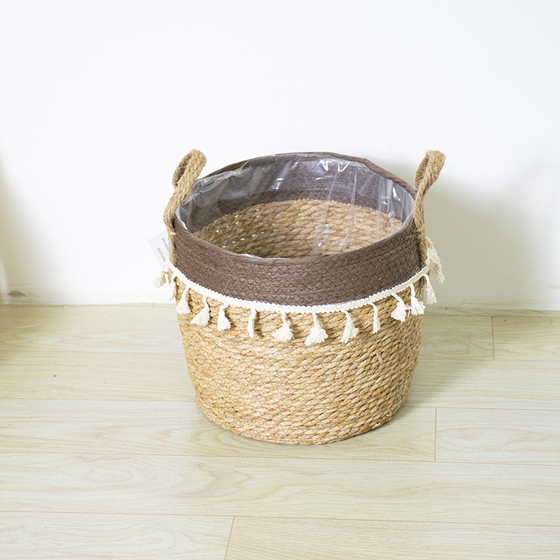 Rattan Plaited Flower Pot Fringe Furniture Living Room Decoration Rattan Plaited Home Decoration Storage Basket details Picture