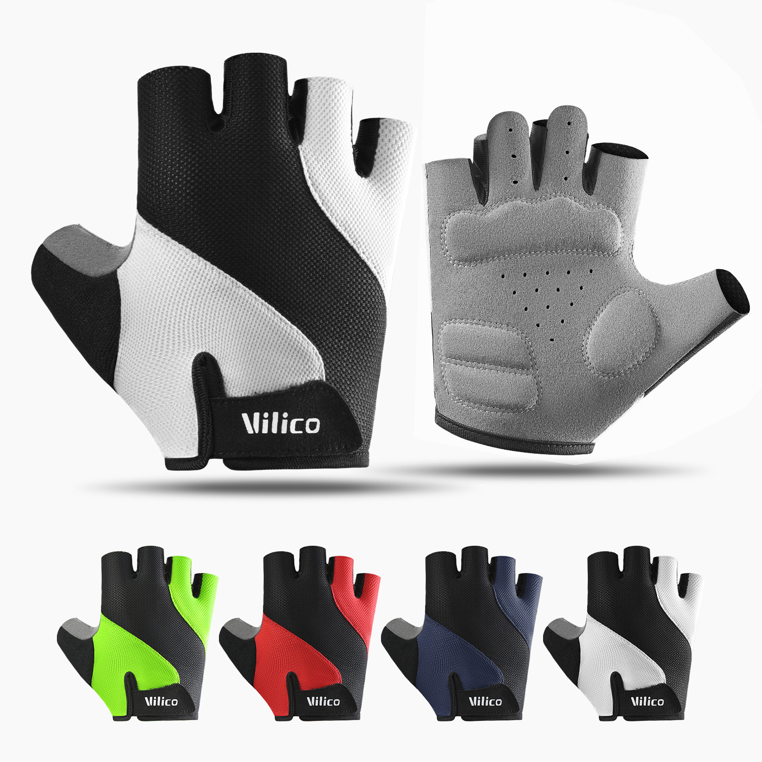 Outdoor cycling gloves, men's summer road cycling sports shock-absorbing half-finger gloves, women's fitness breathable sun protection gloves