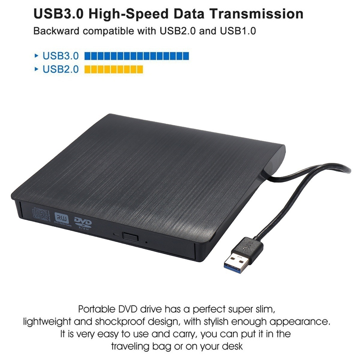 外置CD驱动器 USB 3.0超薄外置DVD CD驱动器 高速数据传输刻录机详情图5