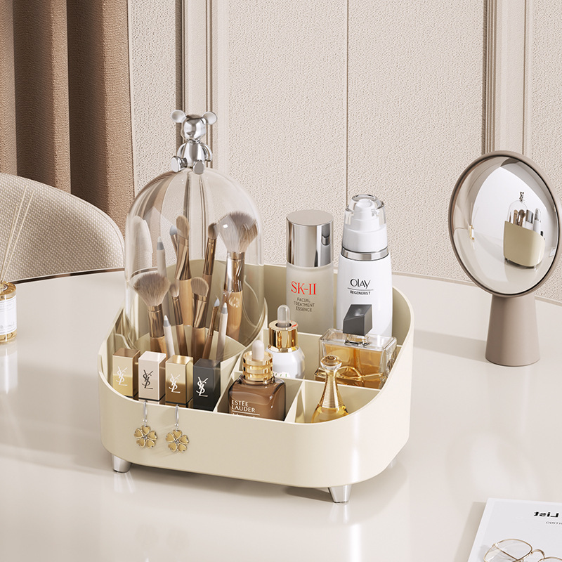 新款带盖化妆品口红收纳盒桌面家用整理洗手台梳妆台防尘置物架高产品图
