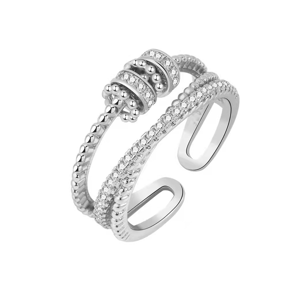 Amazon's new pressure relief transfer rotary bead Copper microinset zircon ring Item Picture