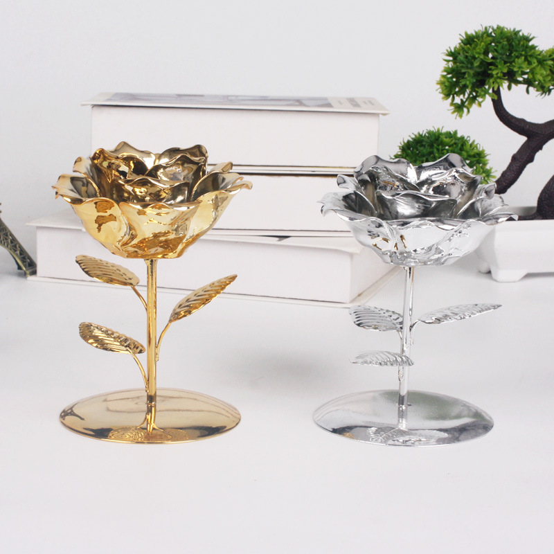 Moda nórdica cerámica galvanoplastia candelabros de flores creativo hogar escritorio hierro forjado candelabros de cera perfumada artesanía decoración expositores details Picture