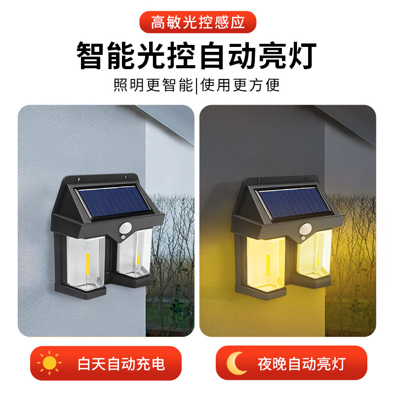 Cross-Border Outdoor Atmosphere Camping Light Led Body Sensing Light Bulb Villa Garden Decoration Solar Tungsten Wire Wall Light Application Scenario