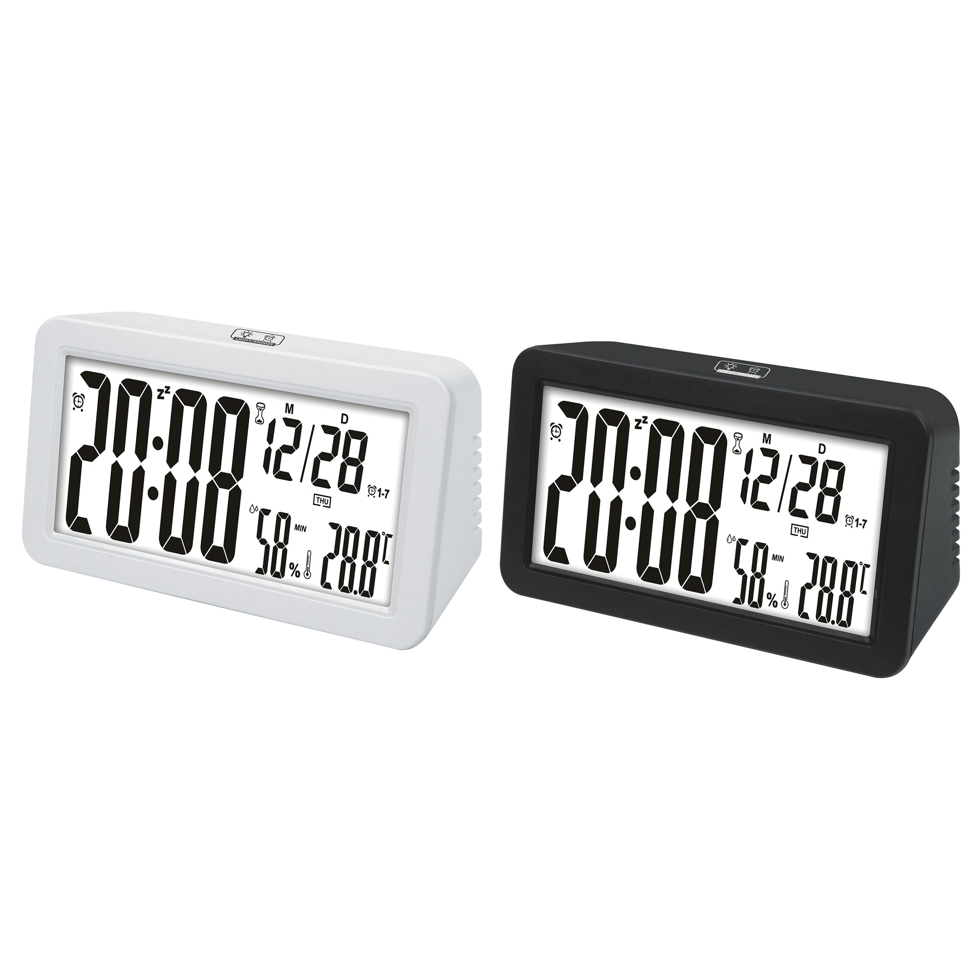 跨境触摸电子钟LCD大屏幕闹钟厂家直销亮度可调温湿度显示时钟细节图