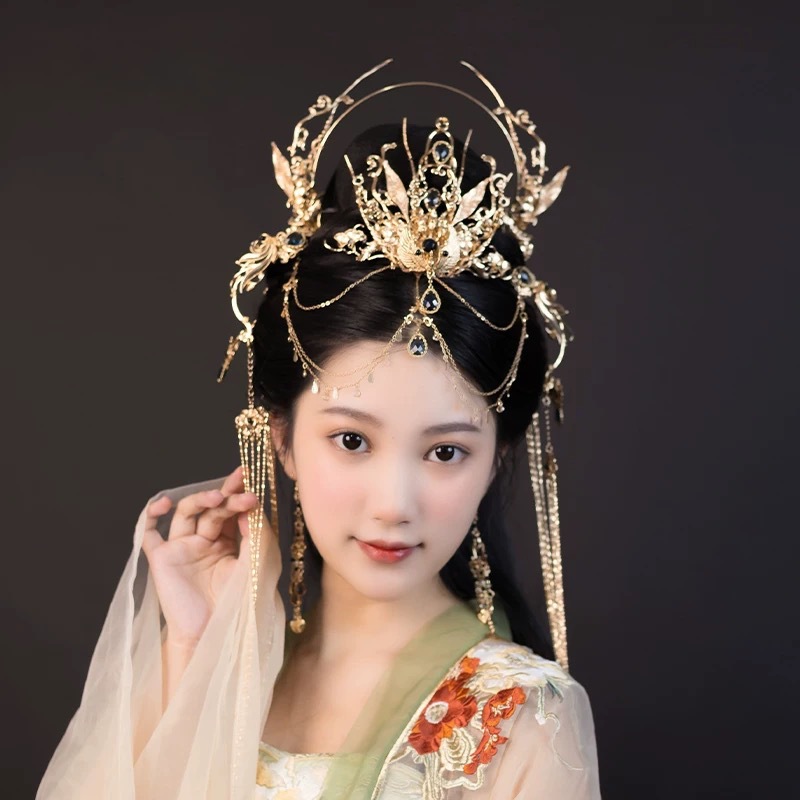 古风原创古风汉服夏日仙侠风发冠圣母簪子夹子额饰耳饰异域风发饰