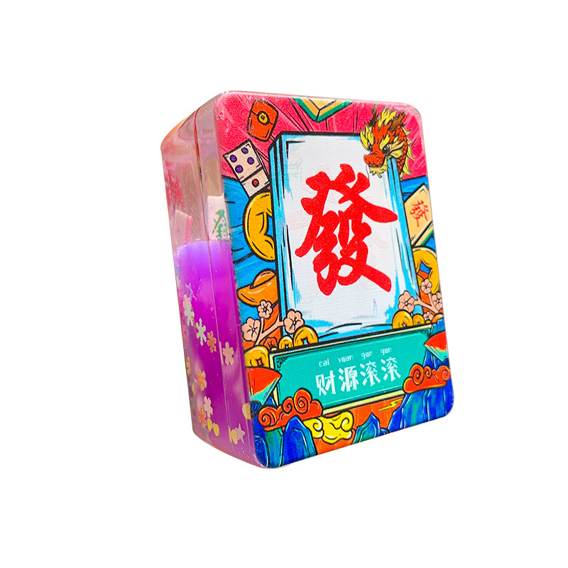 Creative Chinese trend style floating sand mahjong blind box, blessing words, desktop ornaments, office desktop decoration gifts wholesale Item Picture