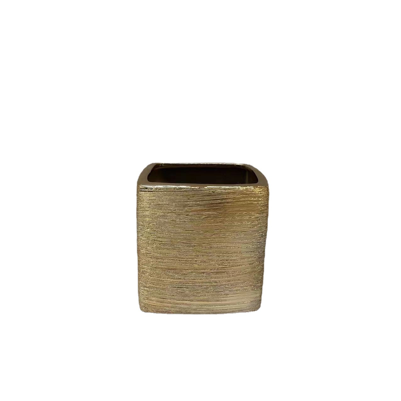 Factory Direct Modern Light Luxury Electroplating Flower Ware Ceramic Vase Model Room Study Desktop Flower Basin Crafts Item Picture