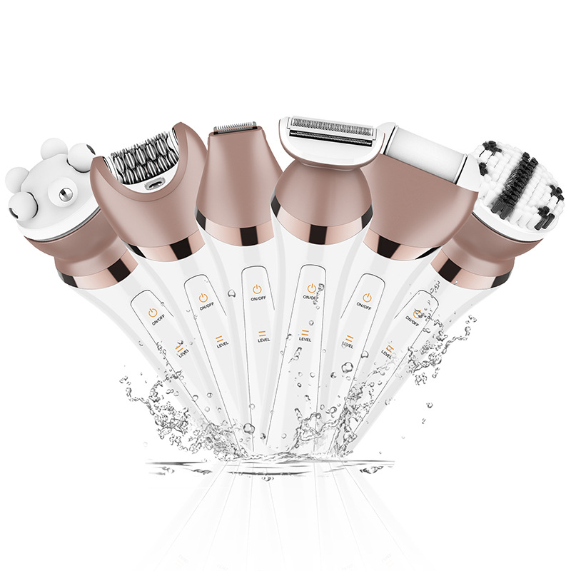 Cross-Border Women's New Electric Shaver 6 In 1 Multi-Functional Facial Set Usb Charging Face Washer Hair Remover Item Picture