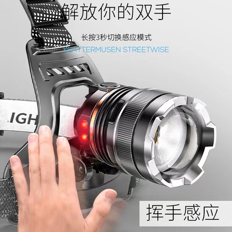 跨境户外感应头灯 强光 头戴式 长续航 头灯钓鱼专用led夜钓頭燈 details Picture