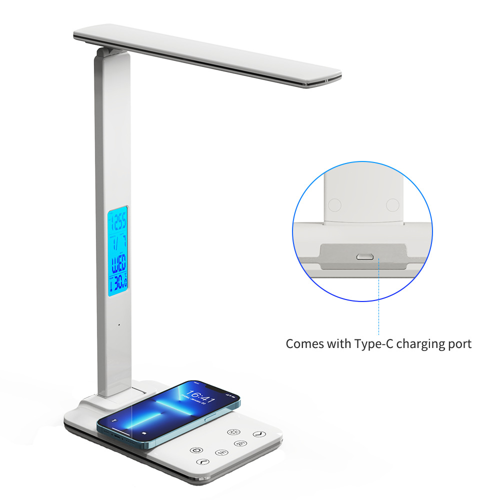 Wholesale of alarm clock, desk lamp, foldable creative smart magnetic charging, study lamp, work clock, eye-protecting lamp and ambient lamp Item Picture