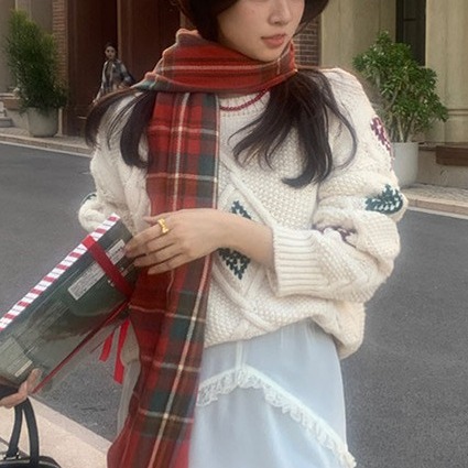 New thickened retro and laid-back style tweed base sweater for women in autumn and winter, soft and warm multi-color knitted sweater for women details Picture