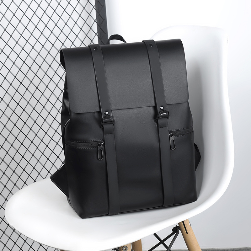 This simple and trendy double-shoulder computer bag for both men and women is fashionable and versatile. It has a large capacity and is a niche backpack with a PU waterproof leather film Specification image