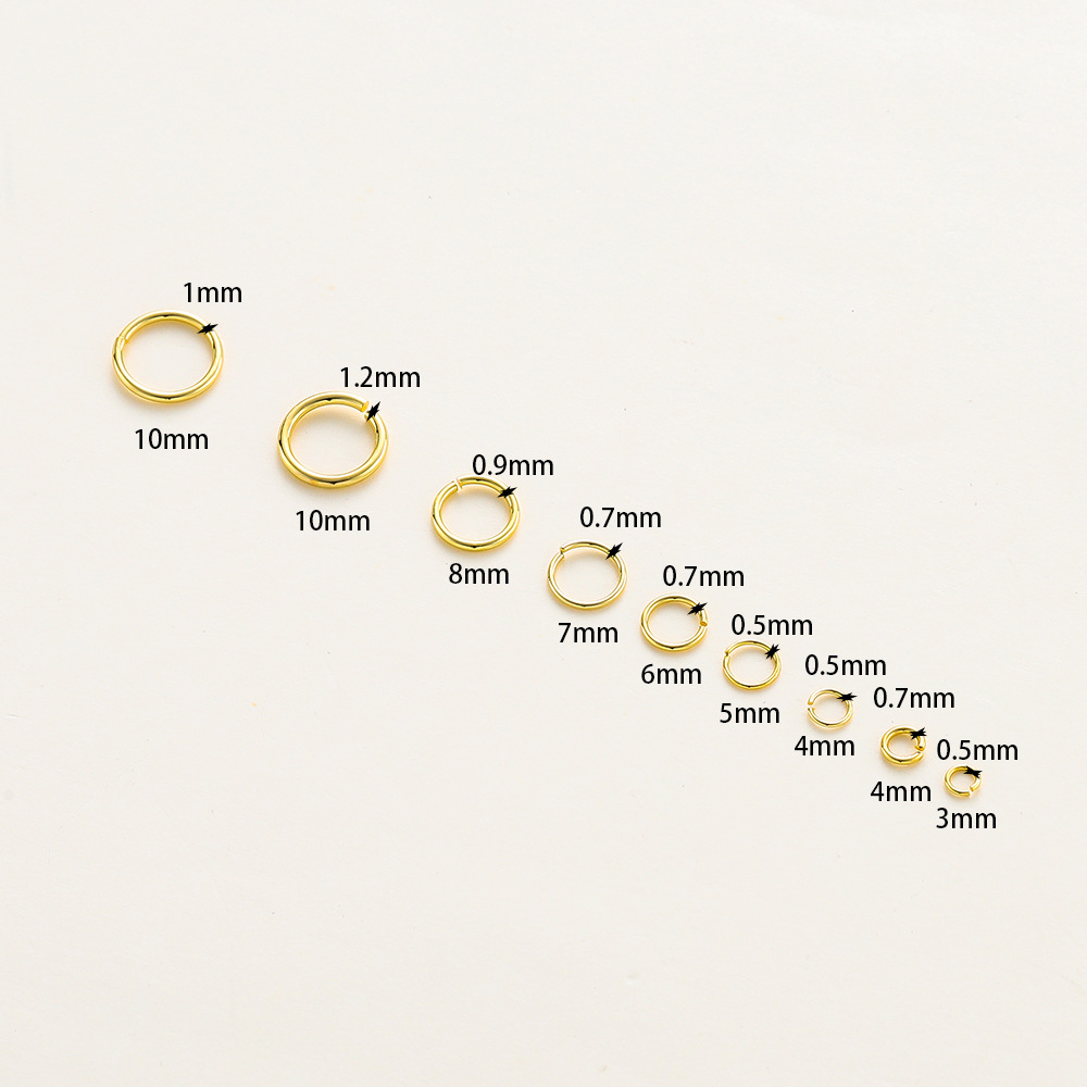 14K18k Copper Electroplating Color Preserving Real Gold Single Loop Open Loop Diy First Accessories Closed Flat Loop Connecting Ring details Picture