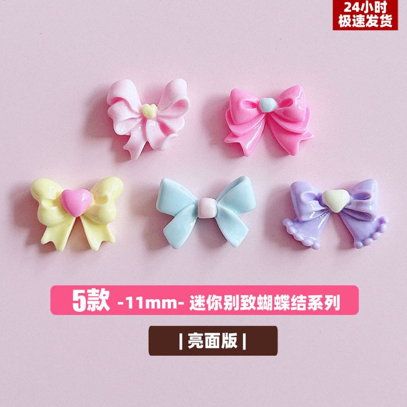 COM Bright Face mini chic small bow hand hair clip Hair accessories diy decorative resin accessories