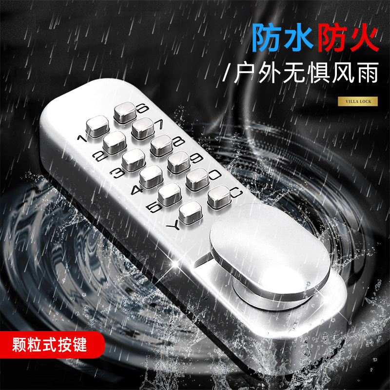 Zinc alloy waterproof and rust-proof mechanical combination lock, outdoor iron door lock, courtyard gate, fence gate, wooden door, aluminum art door lock Application Scenario