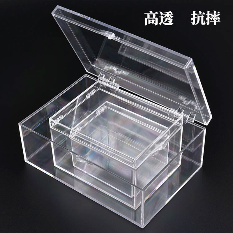 Non-breakable high-transparency PC square transparent plastic box, specimen display box, raw stone crystal, companion collection box, storage box Specification image