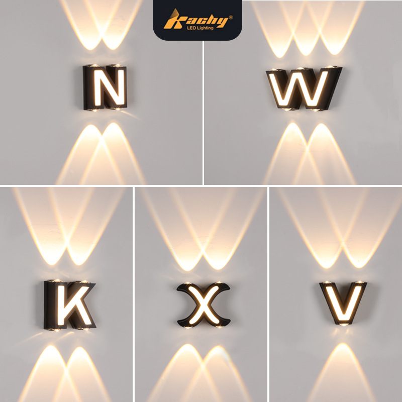 Outdoor waterproof led ambient letter wall lamp, modern and simple background wall, courtyard decoration, upper and lower luminous wall lamp