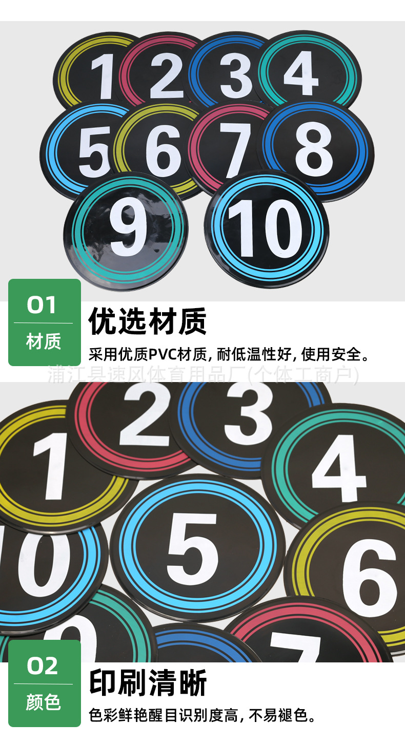 数字标志碟步伐训练器 地标垫标志物路障足篮球训练平面标志碟详情6