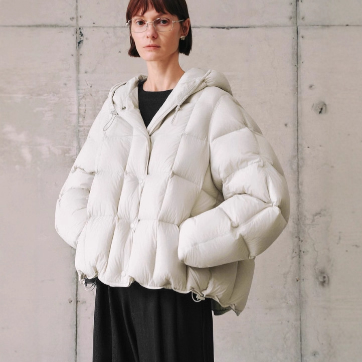 2025冬季新款女装气质百搭宽松连帽鹅绒羽绒服外套女5GA180791