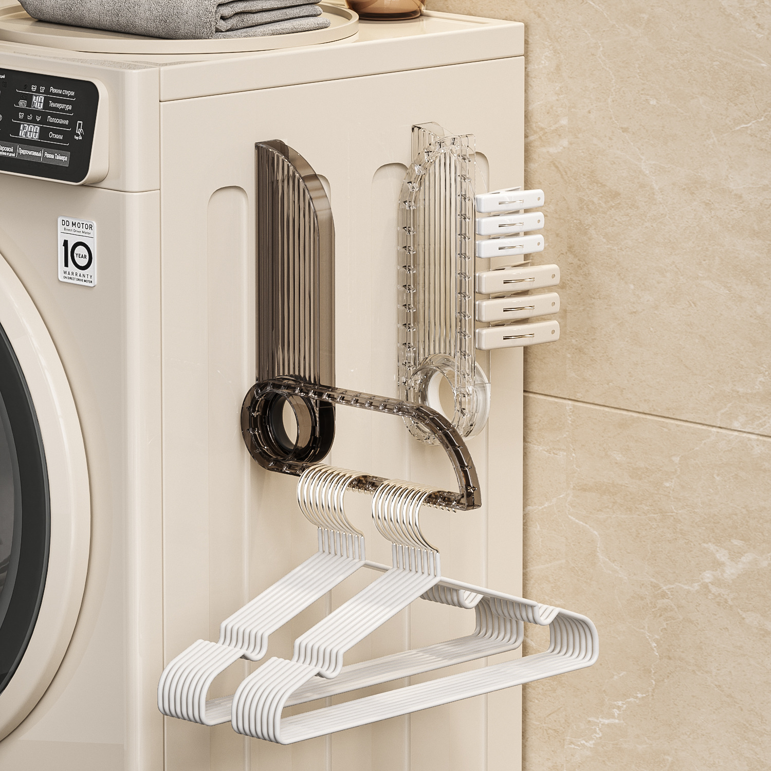 Light Luxury Free Punching Clothes Rack Storage Artifacts Balcony Folding Clothes Rack Arrangement Rack Multi-Functional Hangers