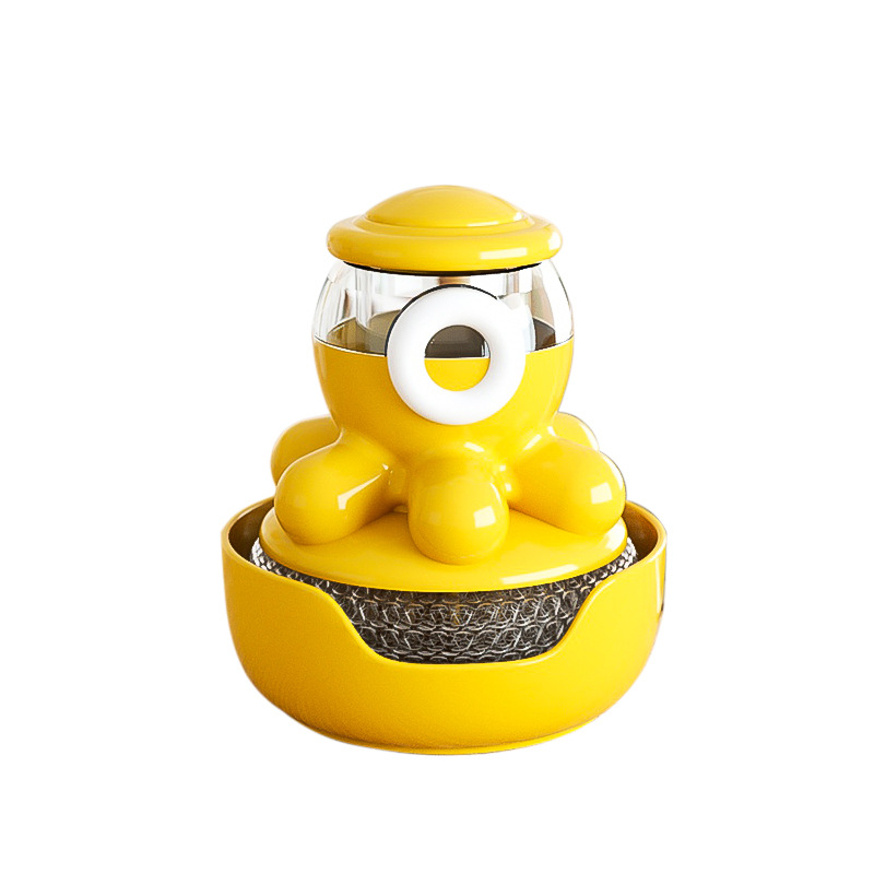 Octopus Pot Brush Self-Filling Kitchen Brush Pot Cleaning Tool Household Lazy Type Press Short Handle Does Not Hurt The Pot Dishwashing Brush Item Picture