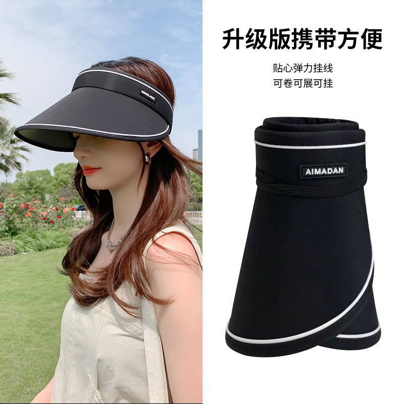 New Summer Uv Uv Anti-Ultraviolet Empty Top Hat Outdoor Explosive Net Red Sunscreen Visor Beach Sunhat details Picture
