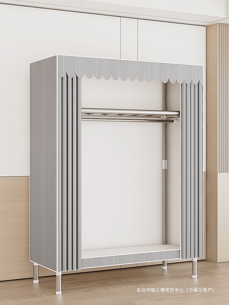 简易衣柜组装结实耐用出租房用布衣柜加厚加粗全钢架柜子卧室家用