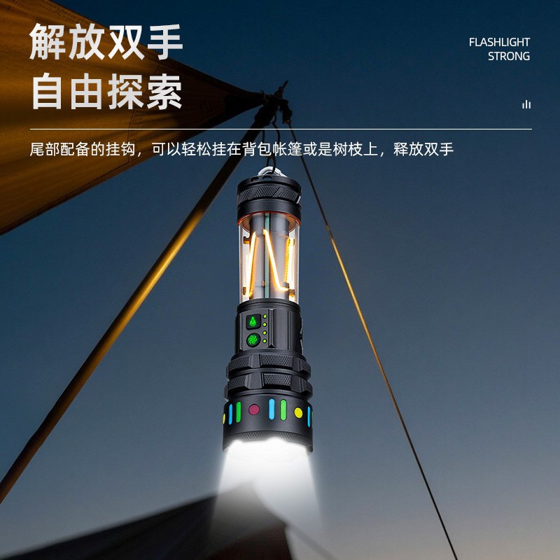 New cross-border outdoor long-range zoom white laser high-intensity flashlight, charging multi-functional camping lamp flashlight Specification image
