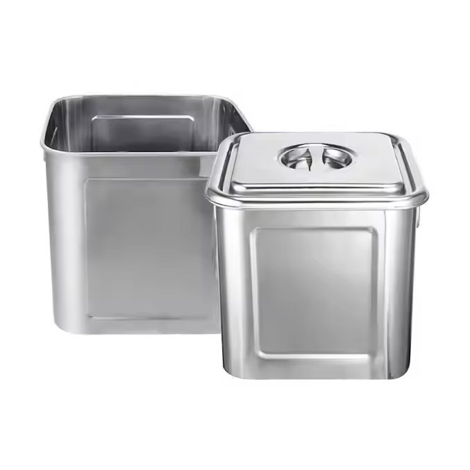 Rice Bucket 10 Kg 50 Kg 20 Kg Surface Bucket 10 Kg Square Household Rice Cylinder 30 Thickened Stainless Steel Rice Storage Box Specification drawing