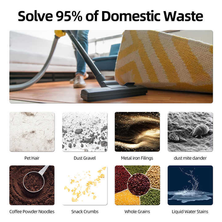 Household electric 3-in-1 stainless steel wet and dry blowing bucket, powerful vacuum cleaner, carpet drum, vertical cylinder vacuum cleaner Specification image