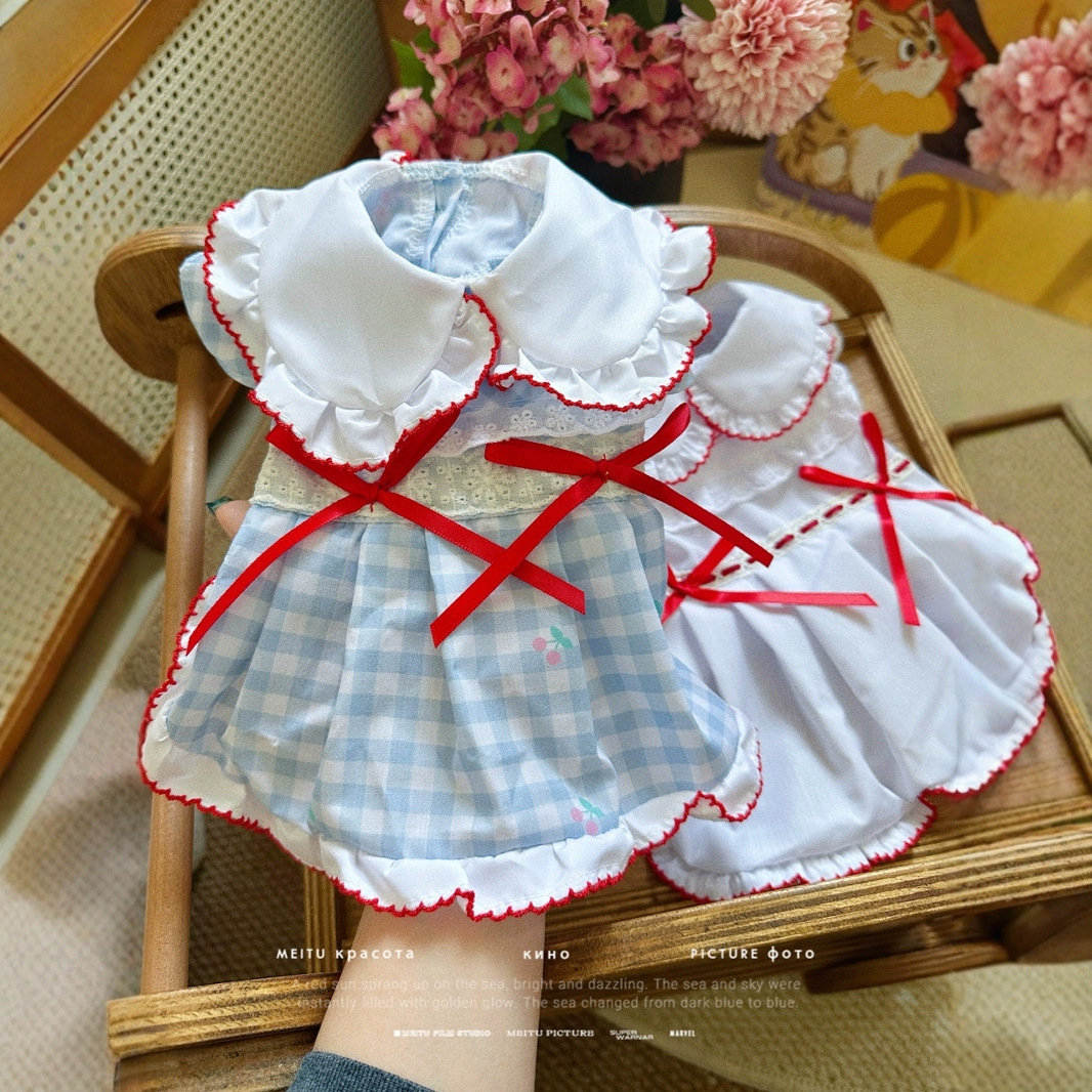 狗狗猫咪衣服复古格纹海军领衬衫小型犬马尔济斯博美比熊泰迪春秋